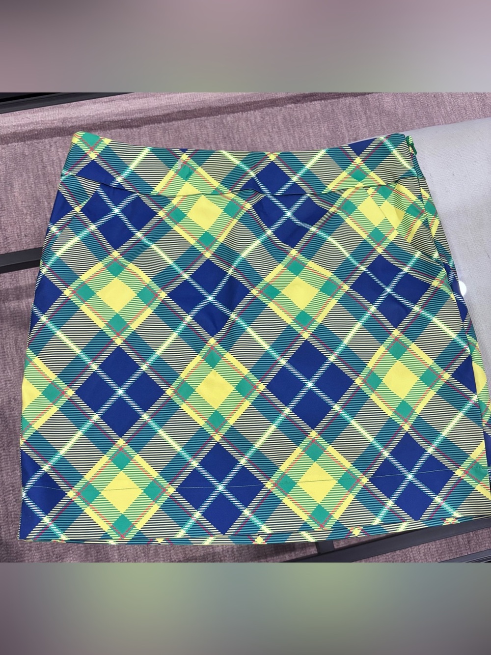 Loudmouth Blue, Yellow and Green Plaid Mini Skirt Skort